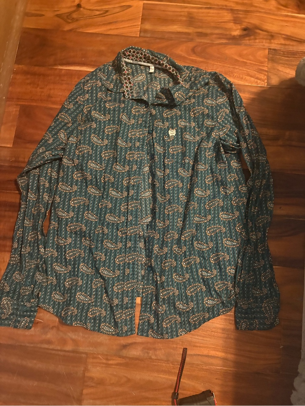 Cinch Paisley Western Button Down Shirt Women’s Medium Blue Long Sleeve (0471)